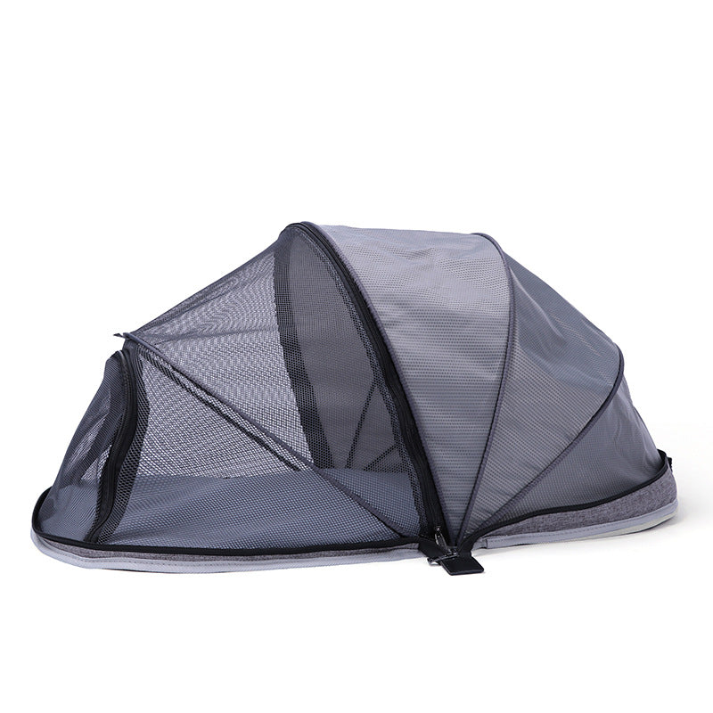 Pet folding tent gray mesh portable travel shelter with zip door on Tampa Home & Garden Store