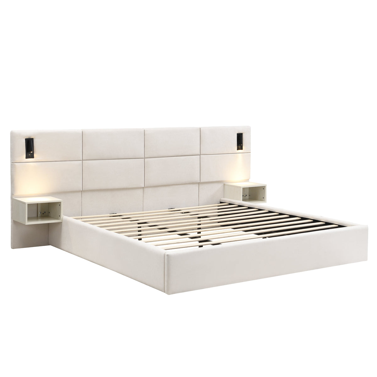 King Upholstered Smart Bed and Reading Light