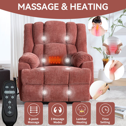 Dual Motor Heat Massage Electric Power Lift Recliner HouseOfZazla in red fabric with remote on Tampa Home & Garden Store