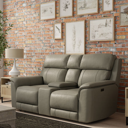 Dual Power Reclining Loveseat Center Console leather by HouseOfZazla on Tampa Home & Garden Store