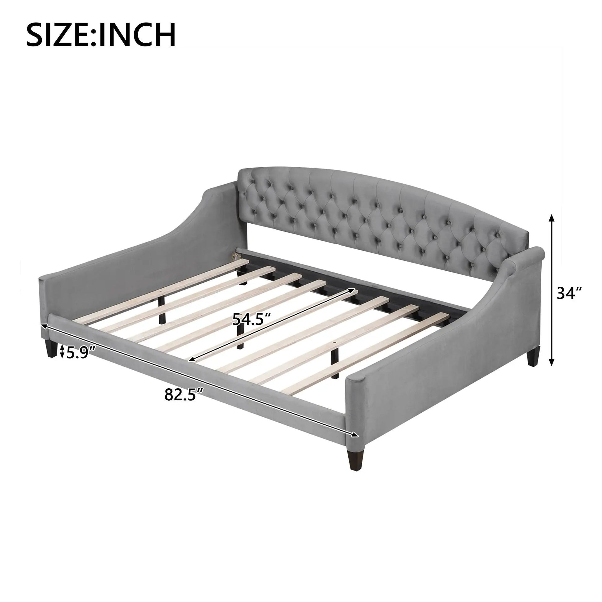 Modern Tufted Button Daybed in gray fabric with tufted headboard by Unique Piece Furniture on Tampa Home & Garden Store