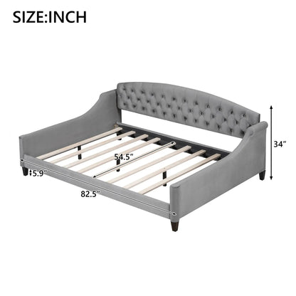 Modern Tufted Button Daybed in gray fabric with tufted headboard by Unique Piece Furniture on Tampa Home & Garden Store