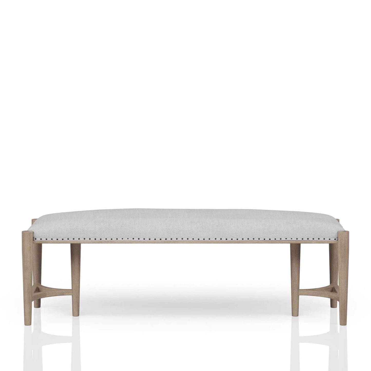 Bench In Sand Upholstered With Nail Head Trim