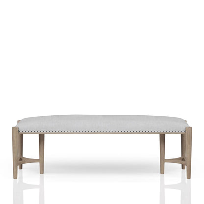 Bench In Sand Upholstered With Nail Head Trim