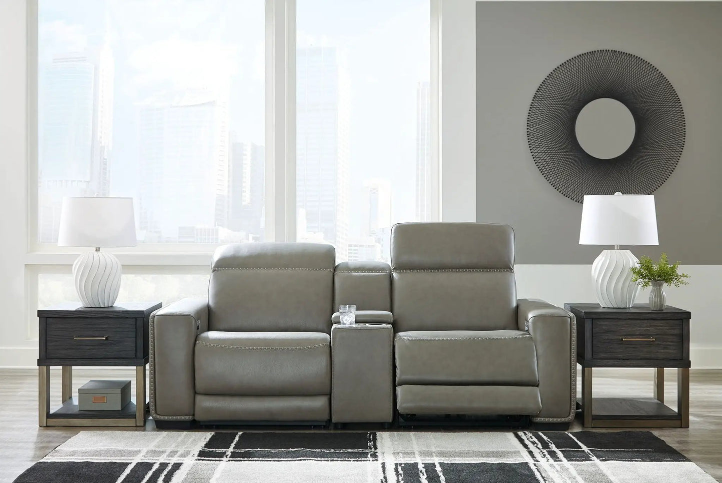 Correze power reclining sectional in gray leather by Unique Piece Furniture on Tampa Home & Garden Store