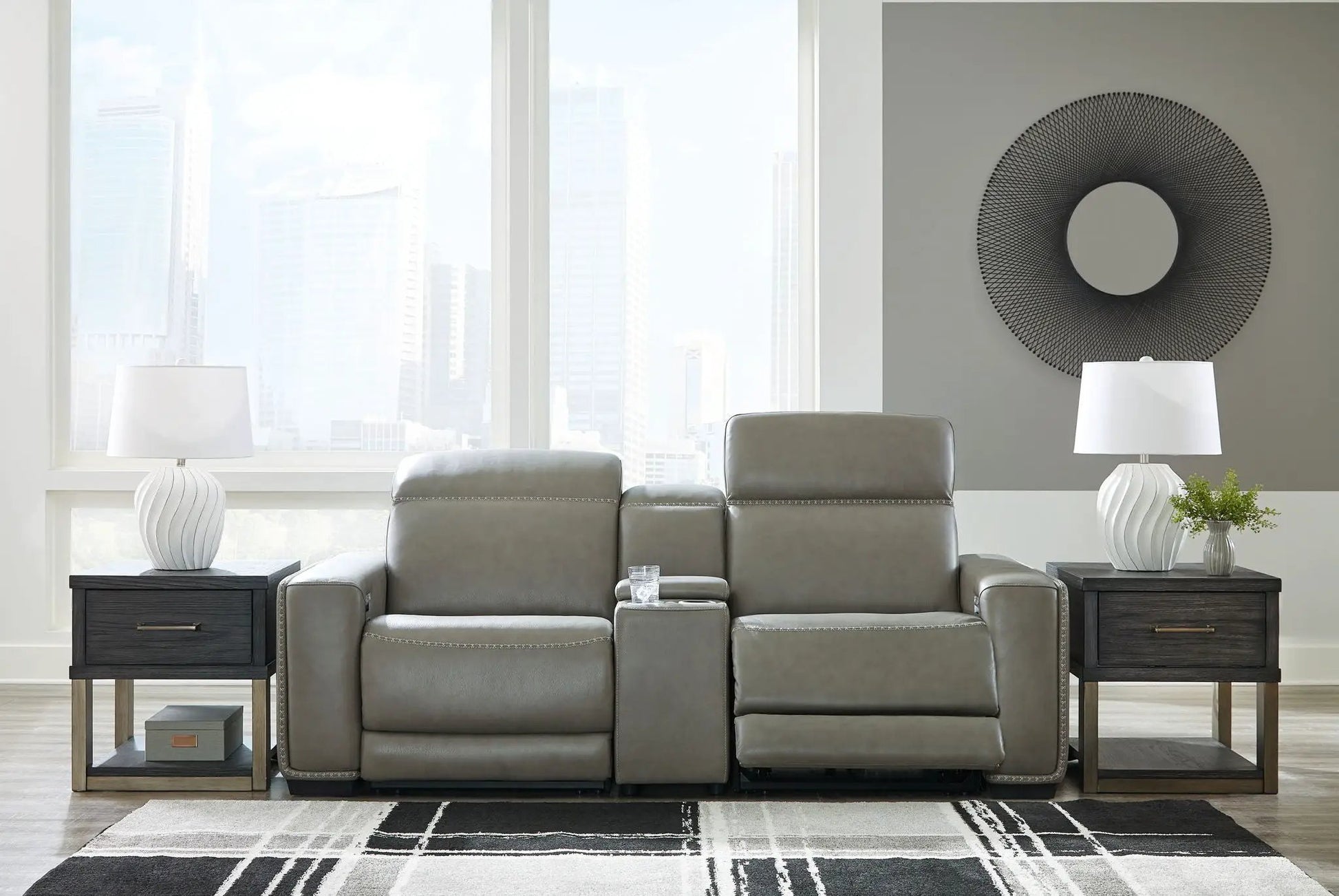 Correze power reclining sectional in gray leather by Unique Piece Furniture on Tampa Home & Garden Store