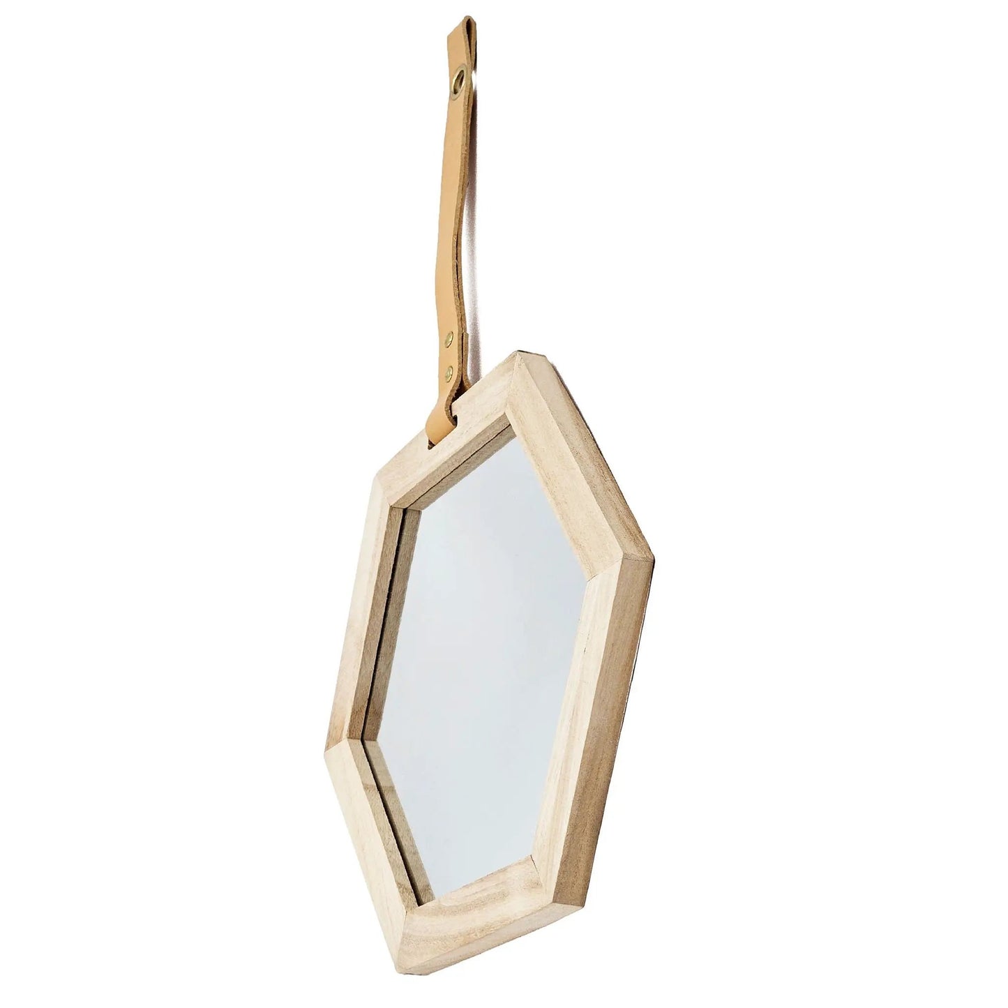 Harlan Wall Accent Hexagon Mirror with Wood Frame