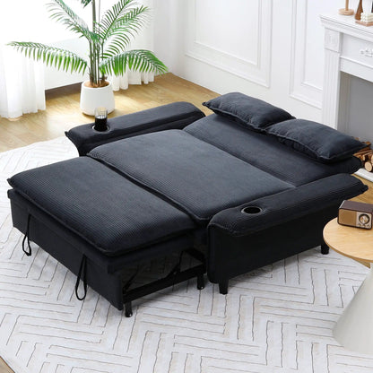 Modern Fabric Multi-Functional Sofa Bed with adjustable arms in navy; three sleeper modules on Tampa Home & Garden Store