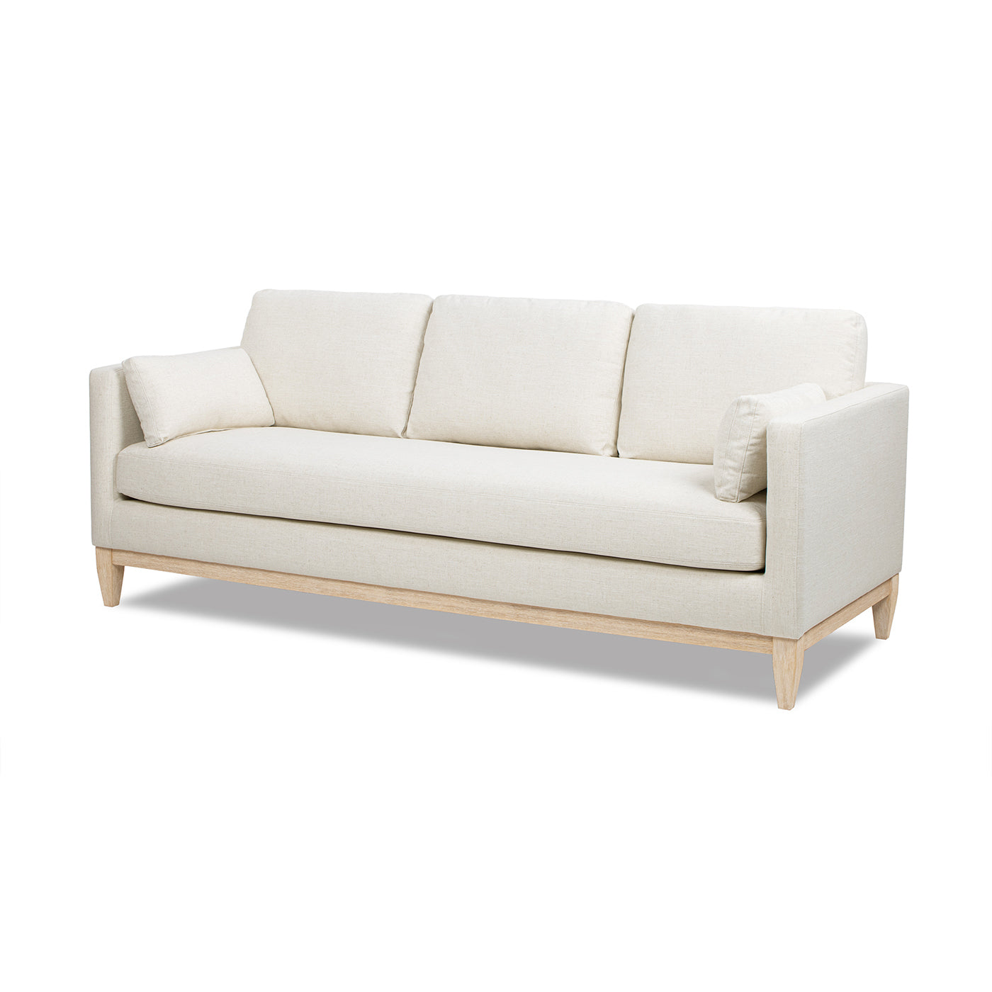 Knox 84' Modern Farmhouse Sofa in flax white linen fabric, light wood legs by HouseOfZazla on Tampa Home & Garden Store