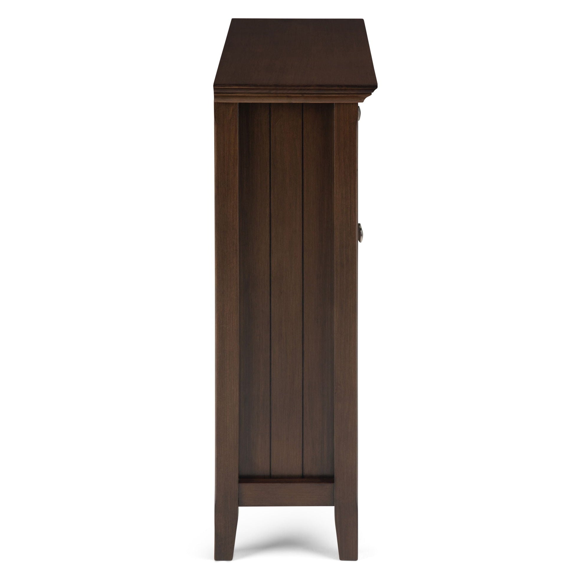 Acadian Handcrafted Entryway Storage Cabinet by HouseOfZazla, dark brown slatted cabinet on Tampa Home & Garden Store