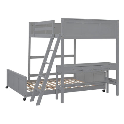 Full over full bunk bed with desk in gray finish by Unique Piece Furniture on Tampa Home & Garden Store