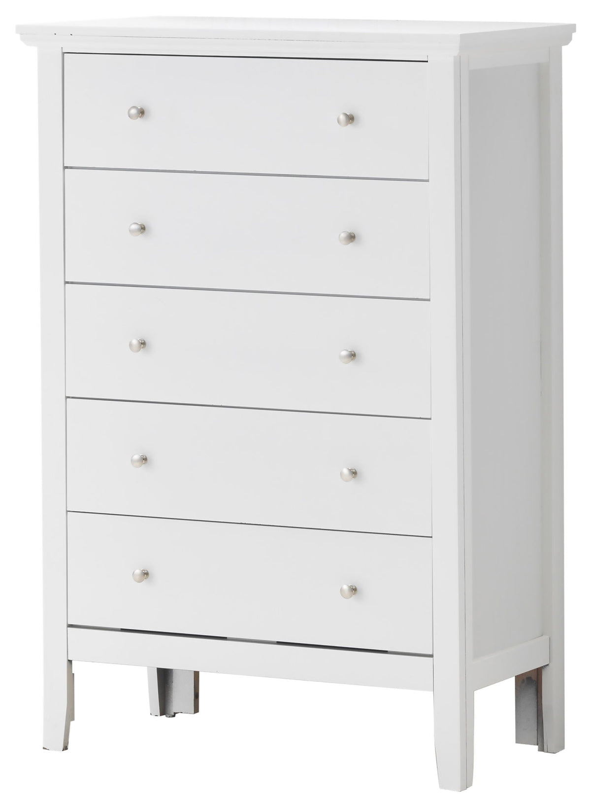 Primo Accent Chest white durable finish with silver knob hardware, accent table on Tampa Home & Garden Store