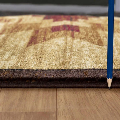 Lodge Area Rug with Wildlife Mountains Motif