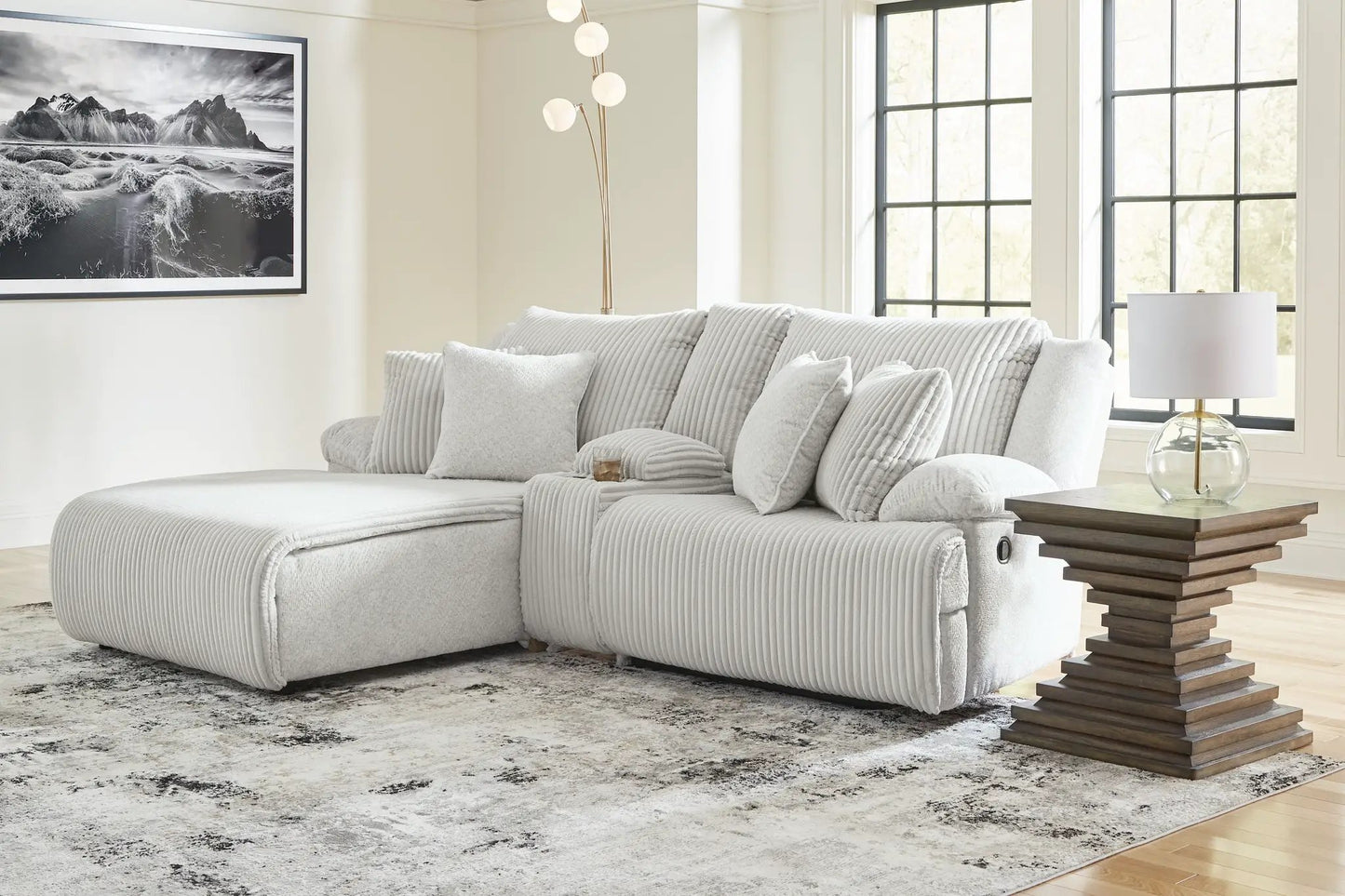 Top Tier Corduroy Reclining Sectional with Chaise