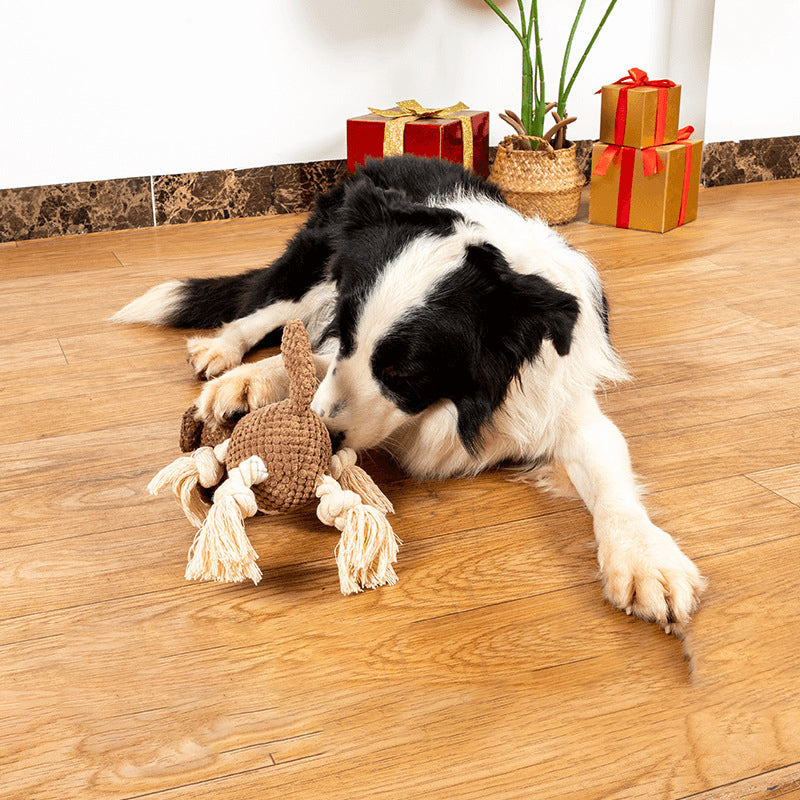 Dog plush shell-shape chew toy with rope tassels for large dogs, interactive play on Tampa Home & Garden Store