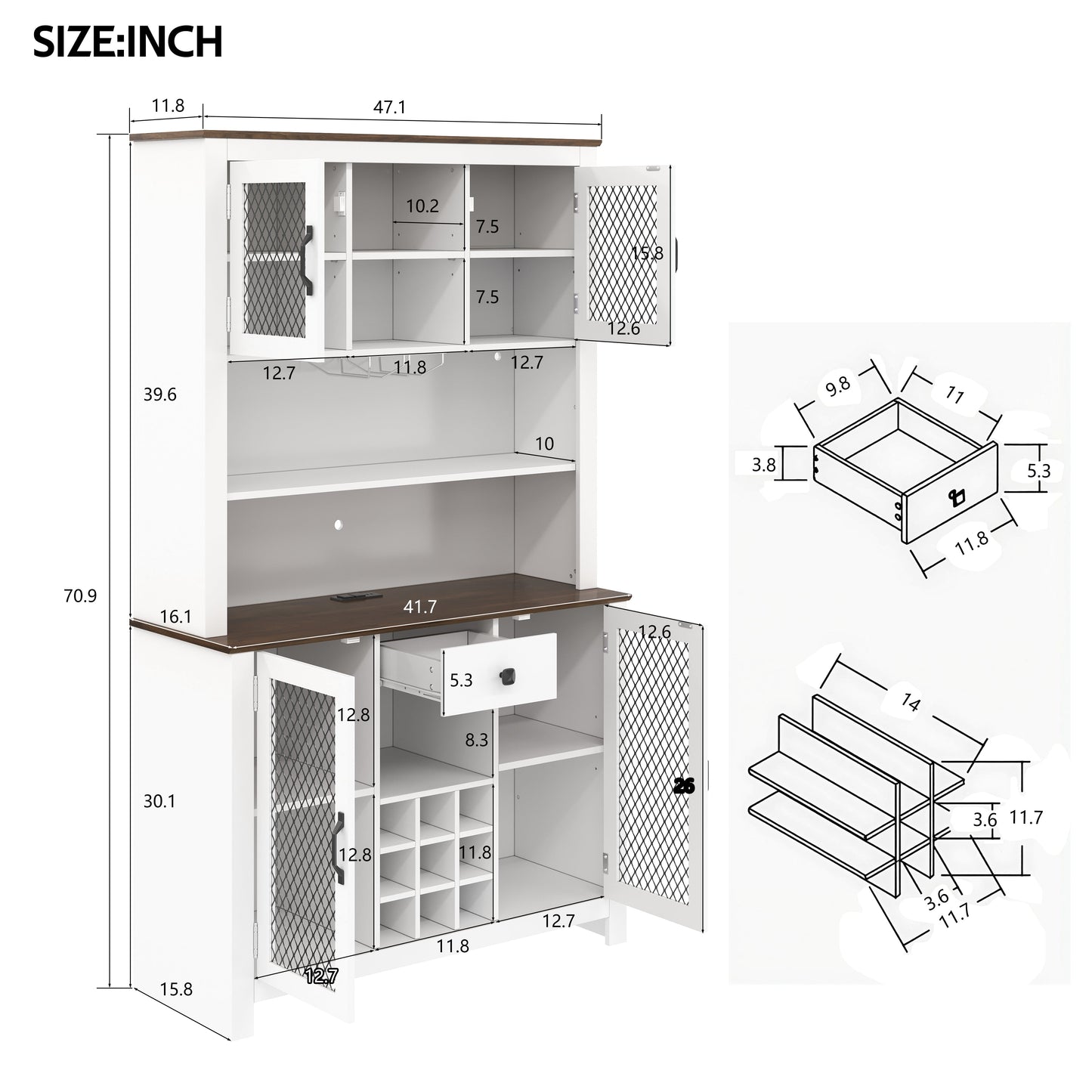 Tall Farmhouse Kitchen Pantry Storage Cabinet
