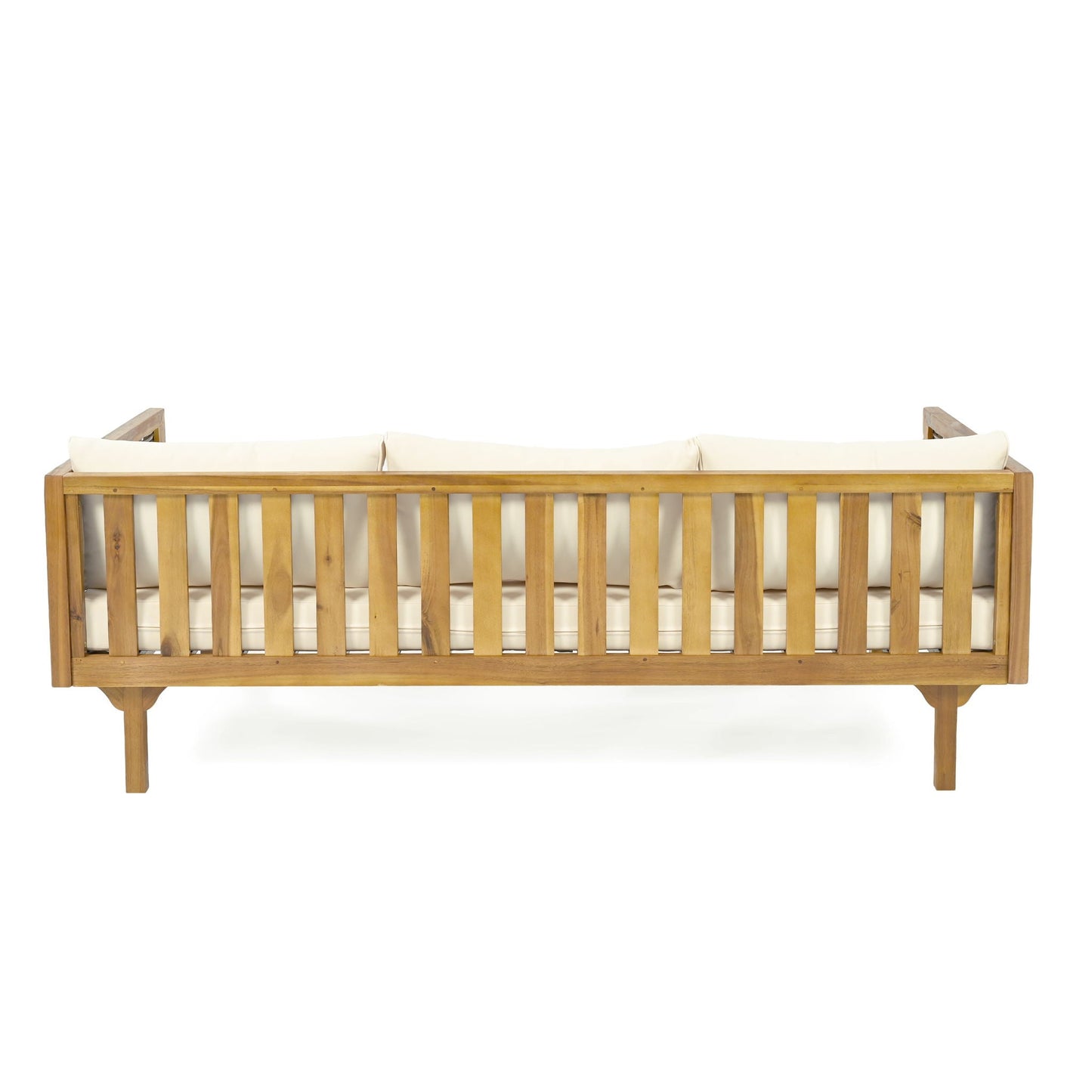 Claremont 3 Seater Daybed teak acacia wood water-resistant beige cushions by HouseOfZazla on Tampa Home & Garden Store