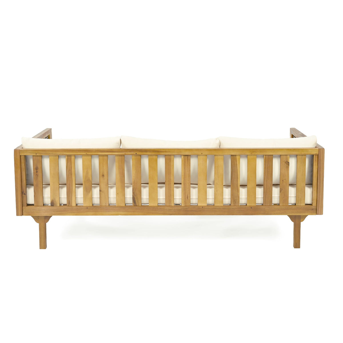 Claremont 3 Seater Daybed teak acacia wood water-resistant beige cushions by HouseOfZazla on Tampa Home & Garden Store