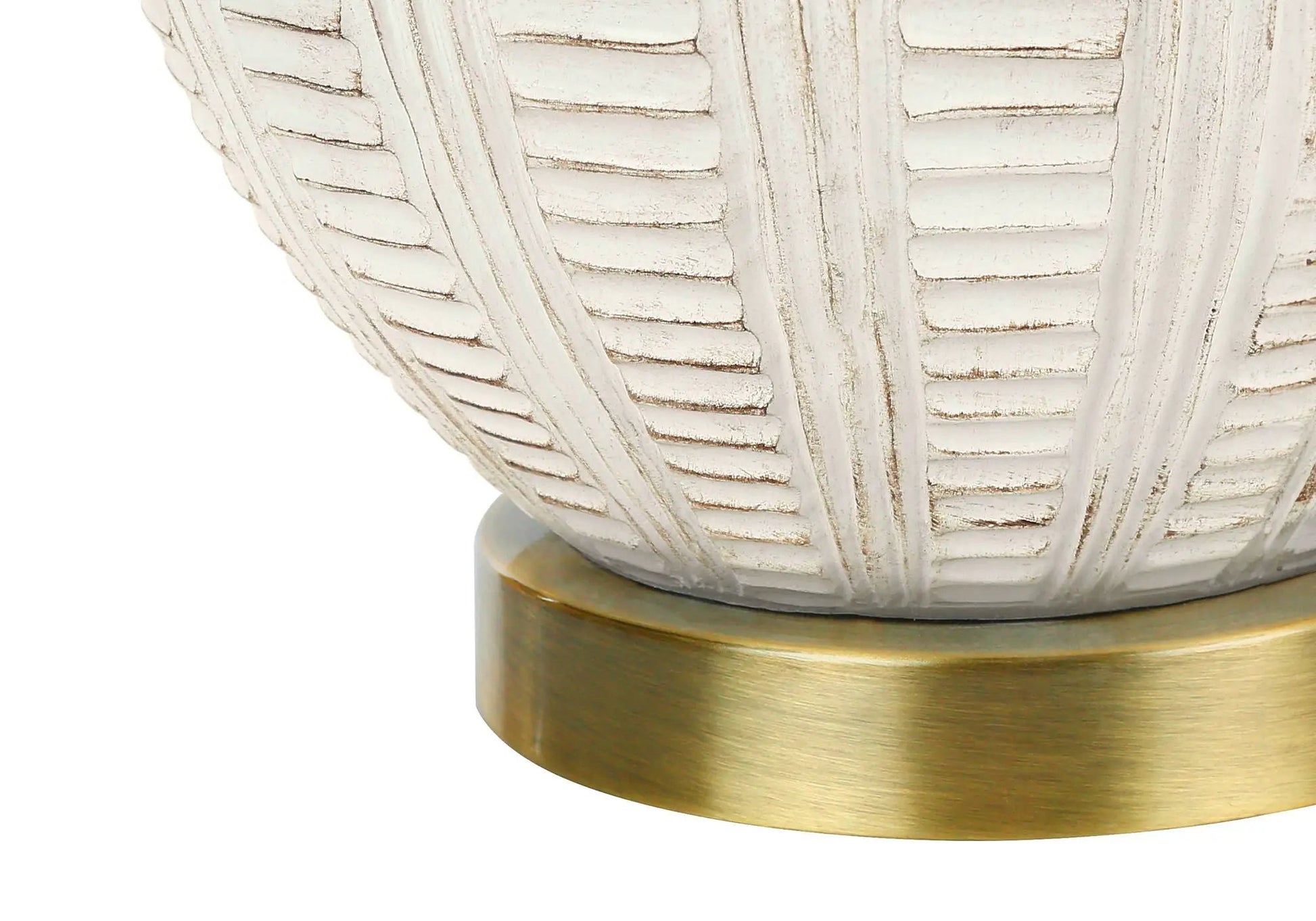 Table lamp cream resin with ribbed texture and brass-toned base by Unique Piece Furniture on Tampa Home & Garden Store