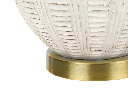Table lamp cream resin with ribbed texture and brass-toned base by Unique Piece Furniture on Tampa Home & Garden Store