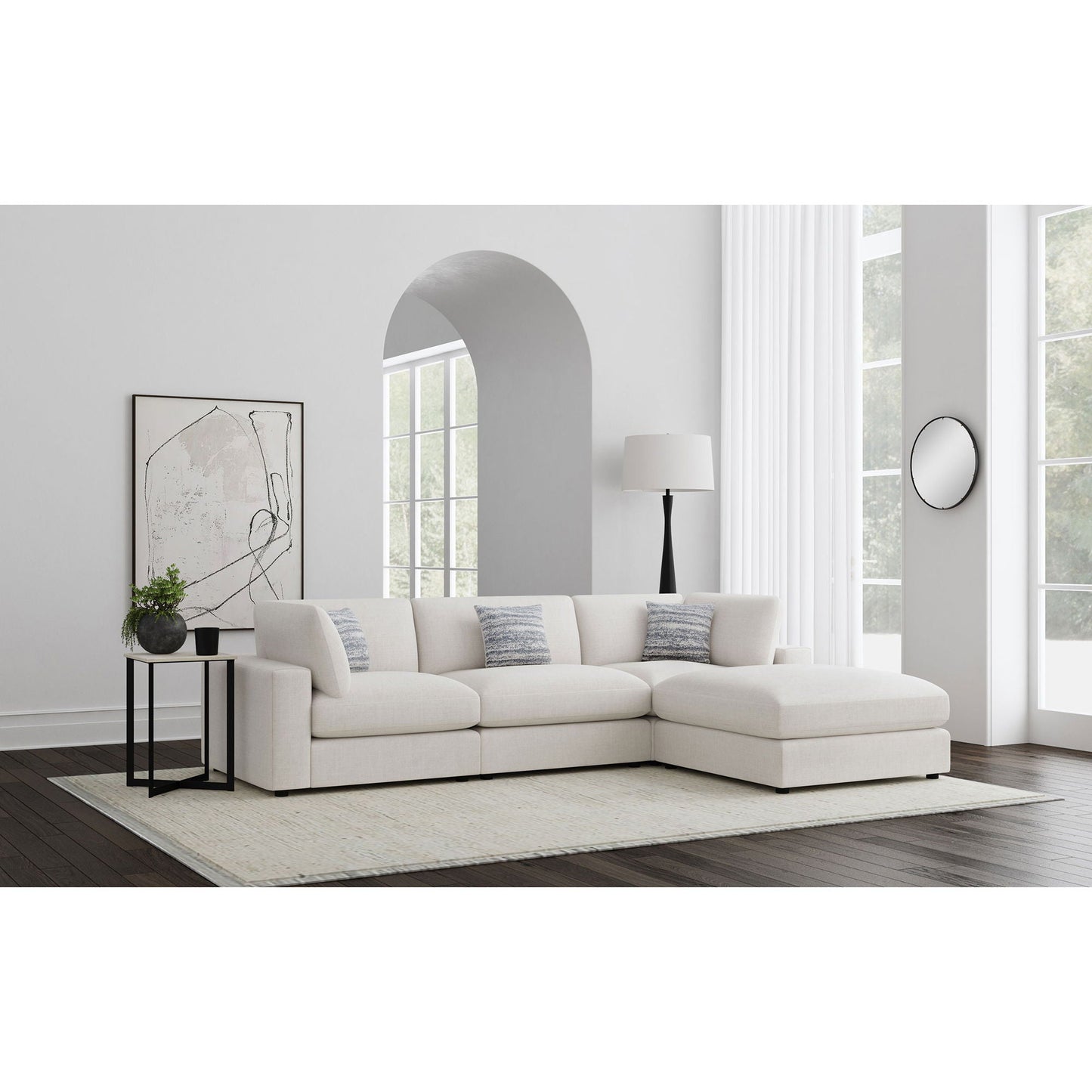 Rhette Upholstered Sectional, 2-piece living room set in light beige fabric by HouseOfZazla on Tampa Home & Garden Store