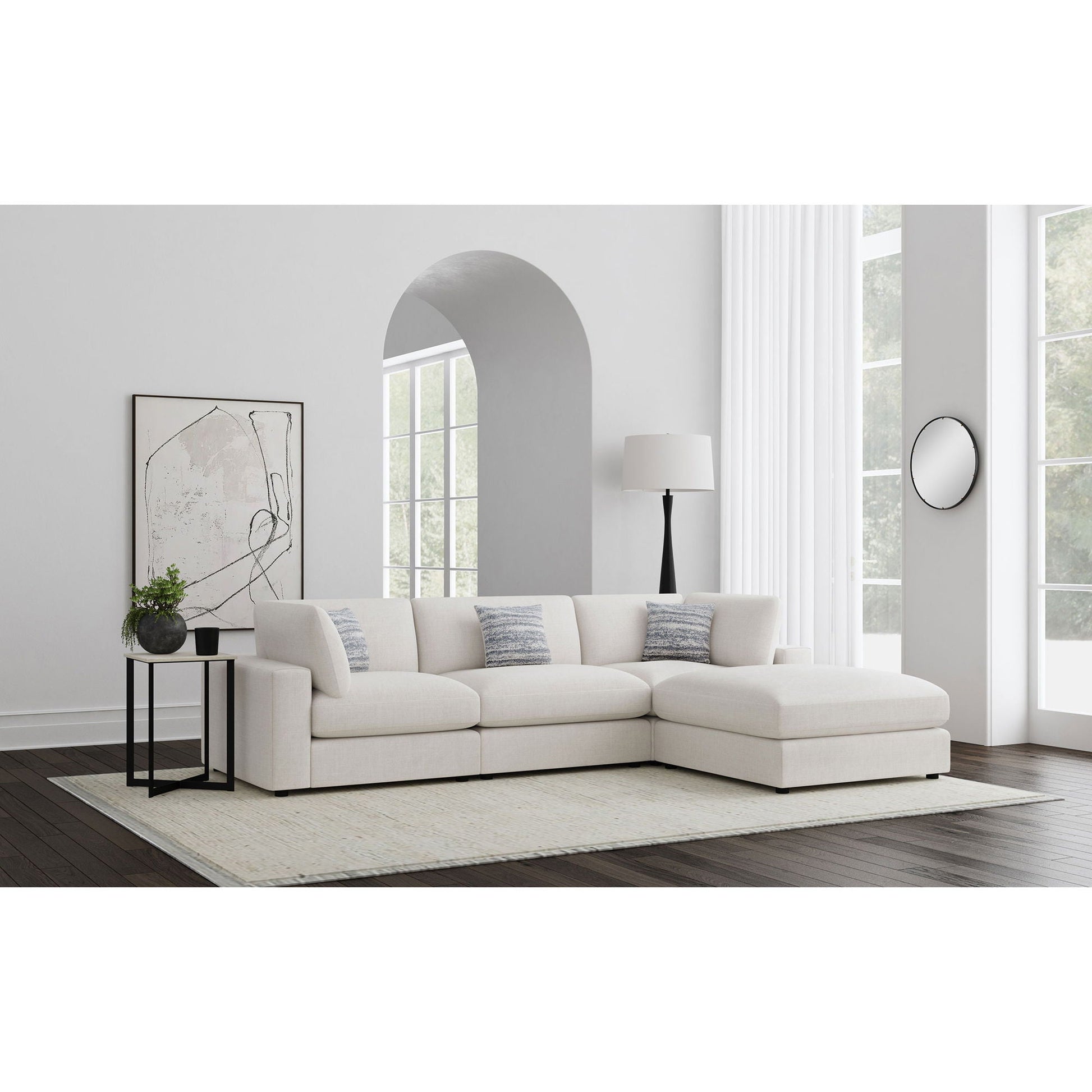 Rhette Upholstered Sectional, 2-piece living room set in light beige fabric by HouseOfZazla on Tampa Home & Garden Store