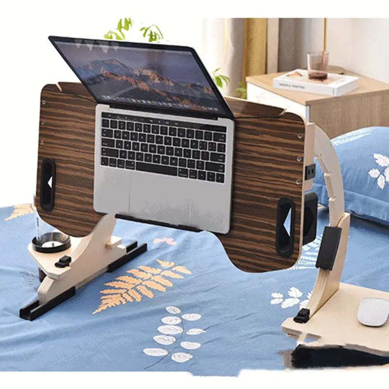 Home Fashion Wooden Computer Folding Table with laptop between curved panels and folding legs on Tampa Home & Garden Store