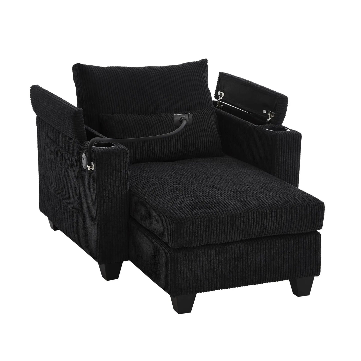 Convertible Chaise Lounge Chair With USB Ports