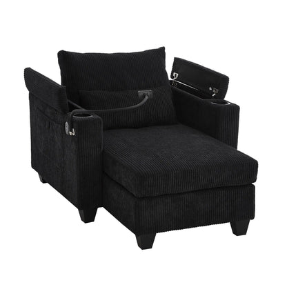 Convertible Chaise Lounge Chair With USB Ports