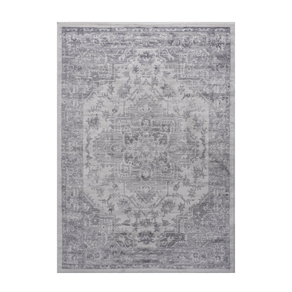 Marfi Collection area rug, easy care polyester, gray ornate oriental motif on Tampa Home & Garden Store