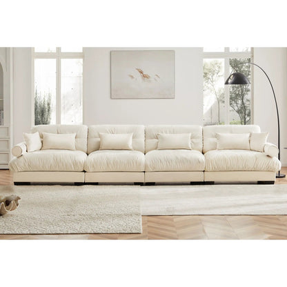 Oversized modular sectional sofa cream fabric deep-seat cushions by Unique Piece Furniture on Tampa Home & Garden Store