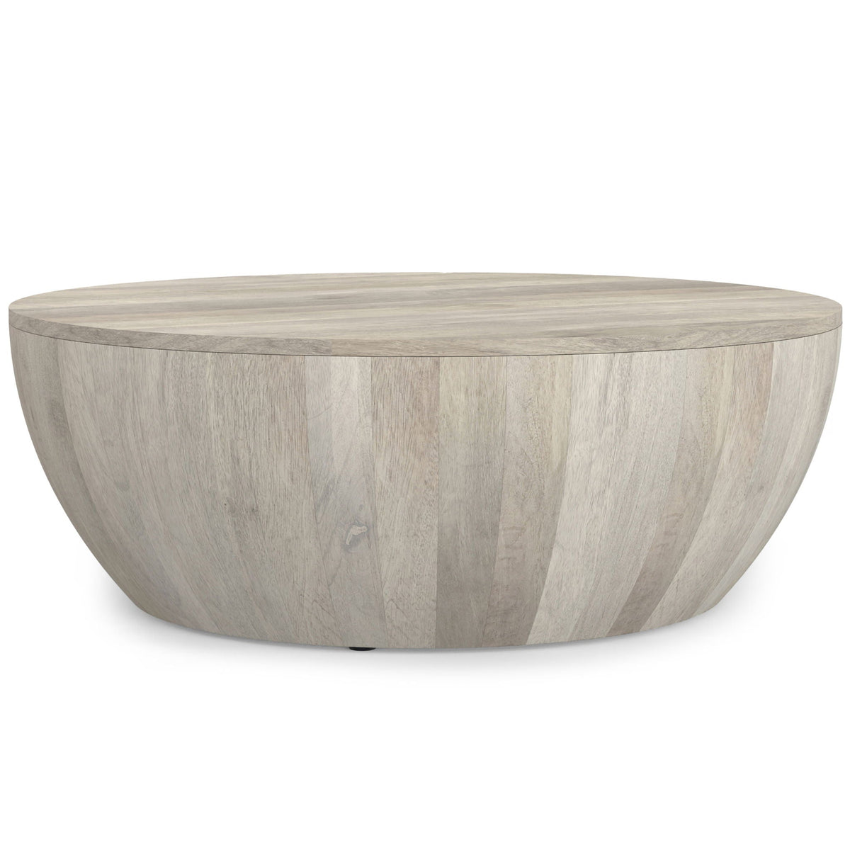 Elmbrook Drum Coffee Table by HouseOfZazla, round drum silhouette in light oak finish on Tampa Home & Garden Store
