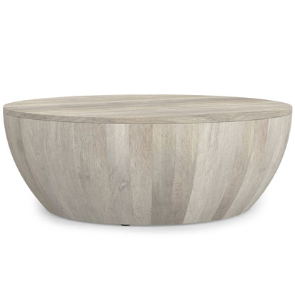 Elmbrook Drum Coffee Table by HouseOfZazla, round drum silhouette in light oak finish on Tampa Home & Garden Store