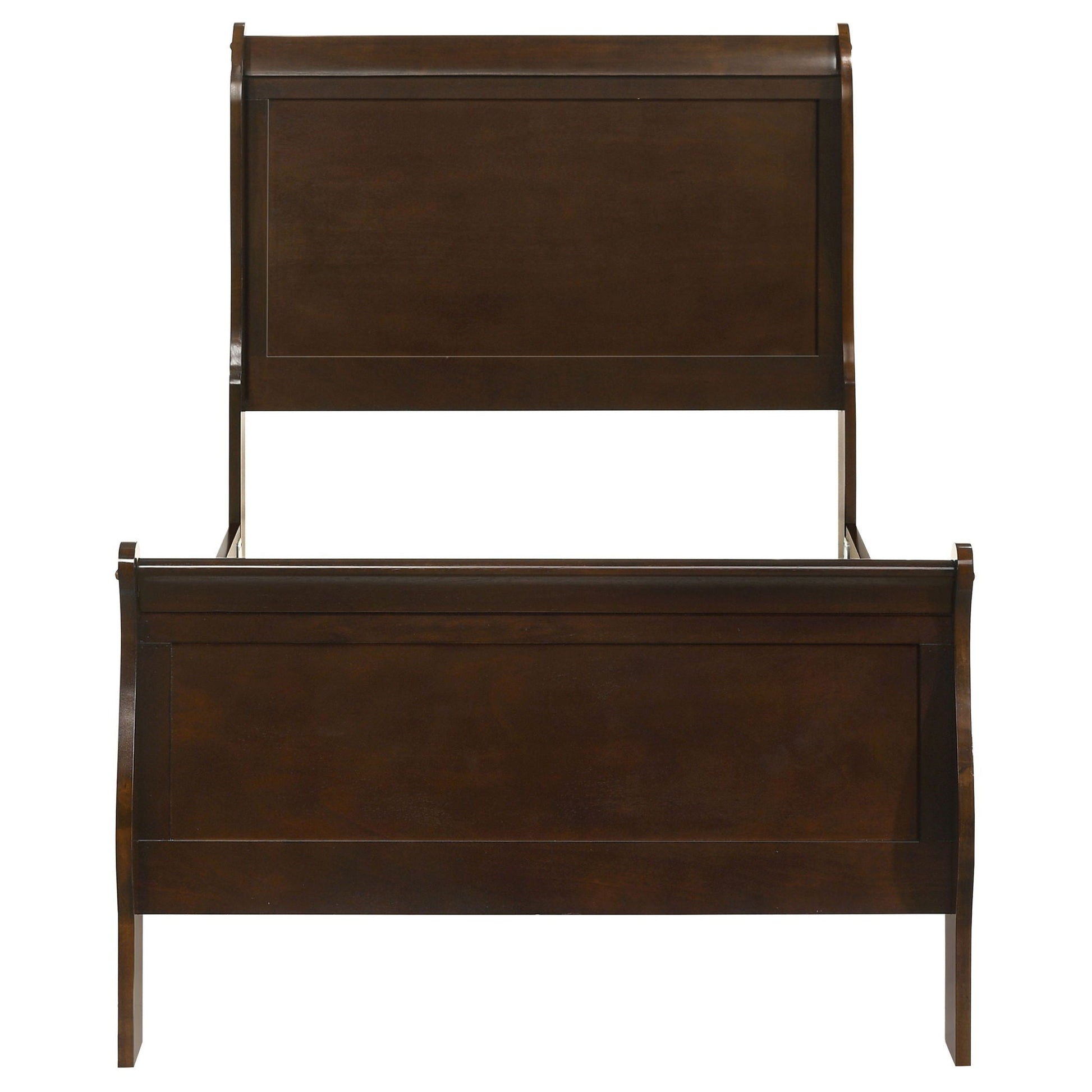 Graffenstaden Sleigh Bed in dark wood with paneled headboard by HouseOfZazla on Tampa Home & Garden Store