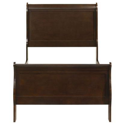 Graffenstaden Sleigh Bed in dark wood with paneled headboard by HouseOfZazla on Tampa Home & Garden Store