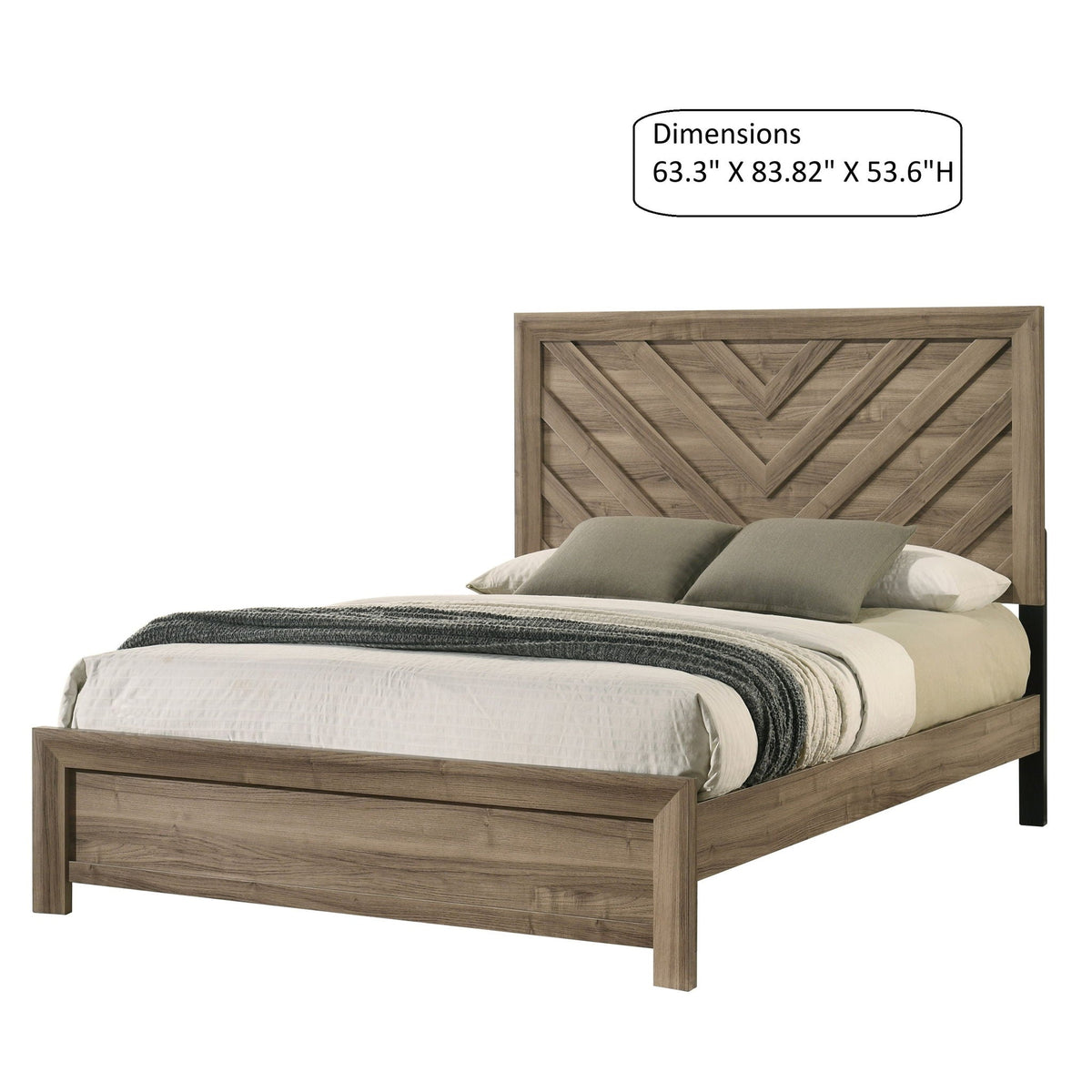 Modern Chevron Patterned Headboard Bed natural wood panel frame HouseOfZazla on Tampa Home & Garden Store