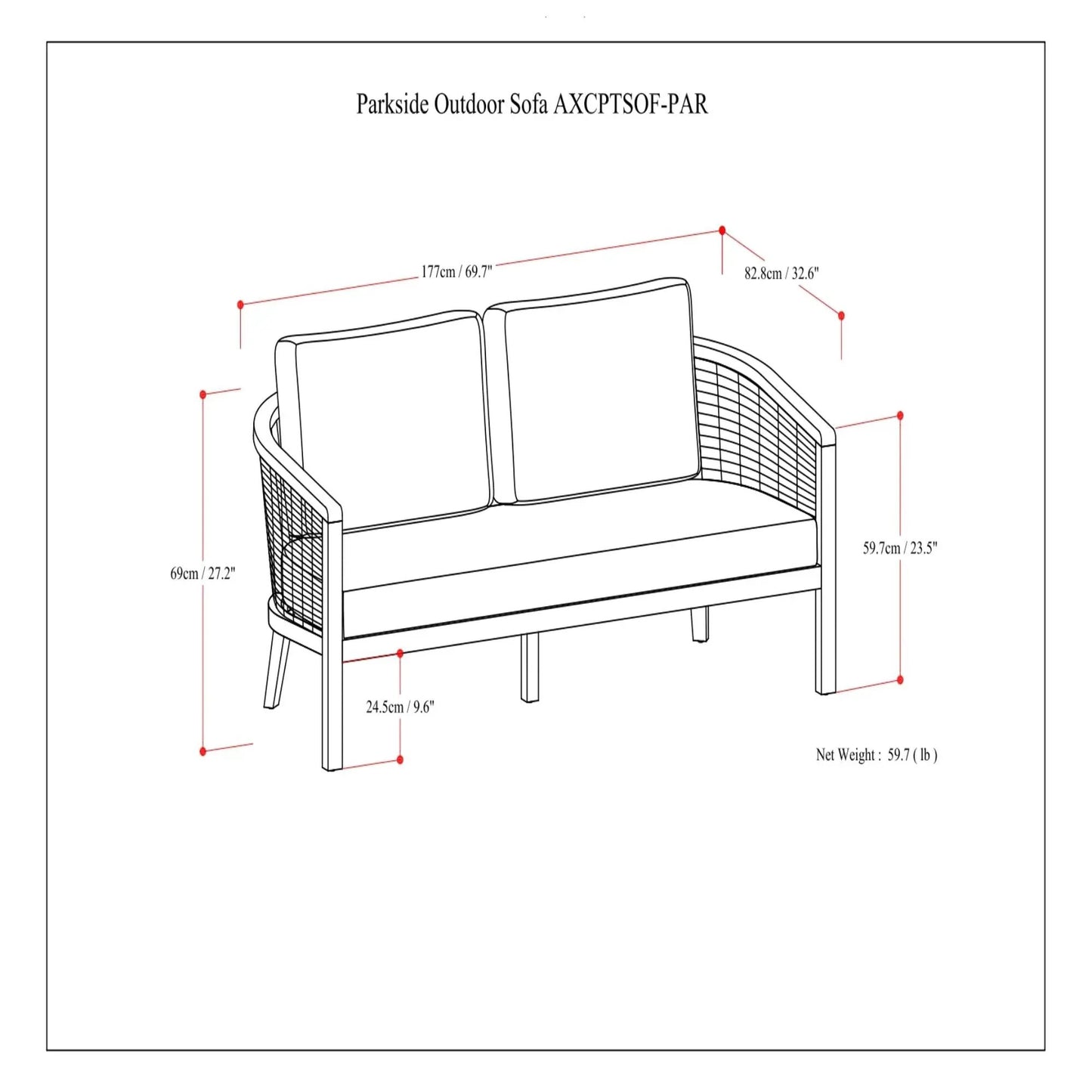Parkside Outdoor Sofa with natural cushions and woven rattan frame on Tampa Home & Garden Store