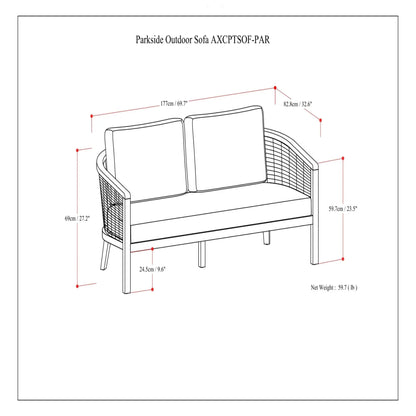 Parkside Outdoor Sofa with natural cushions and woven rattan frame on Tampa Home & Garden Store