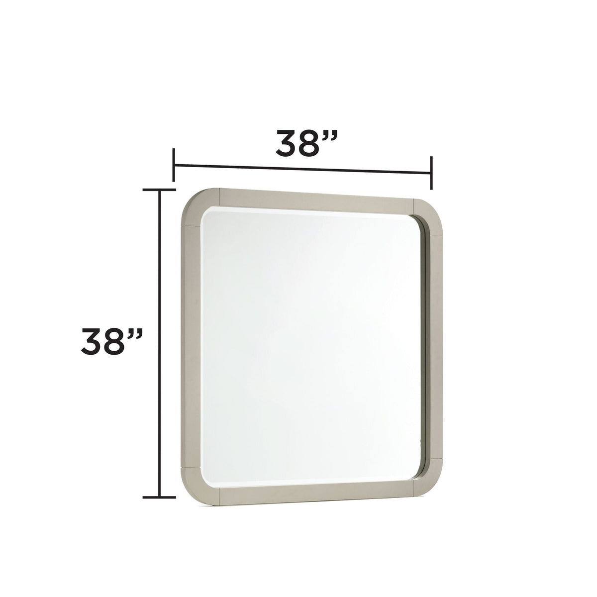 Beige rectangular wall mirror with rounded corners 38in by HouseOfZazla, minimalist design on Tampa Home & Garden Store