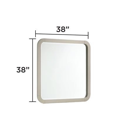 Beige rectangular wall mirror with rounded corners 38in by HouseOfZazla, minimalist design on Tampa Home & Garden Store