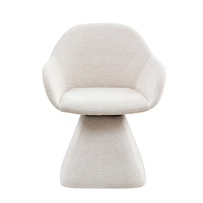 Beige velvet barrel-back swivel accent chair by HouseOfZazla, close-up of rounded back and seat on Tampa Home & Garden Store