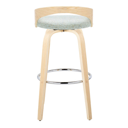 Contemporary barstool by HouseOfZazla with swivel blue-gray cushion and wood legs on Tampa Home & Garden Store