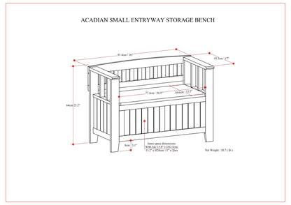 Acadian Entryway Storage Bench with Lift Lid