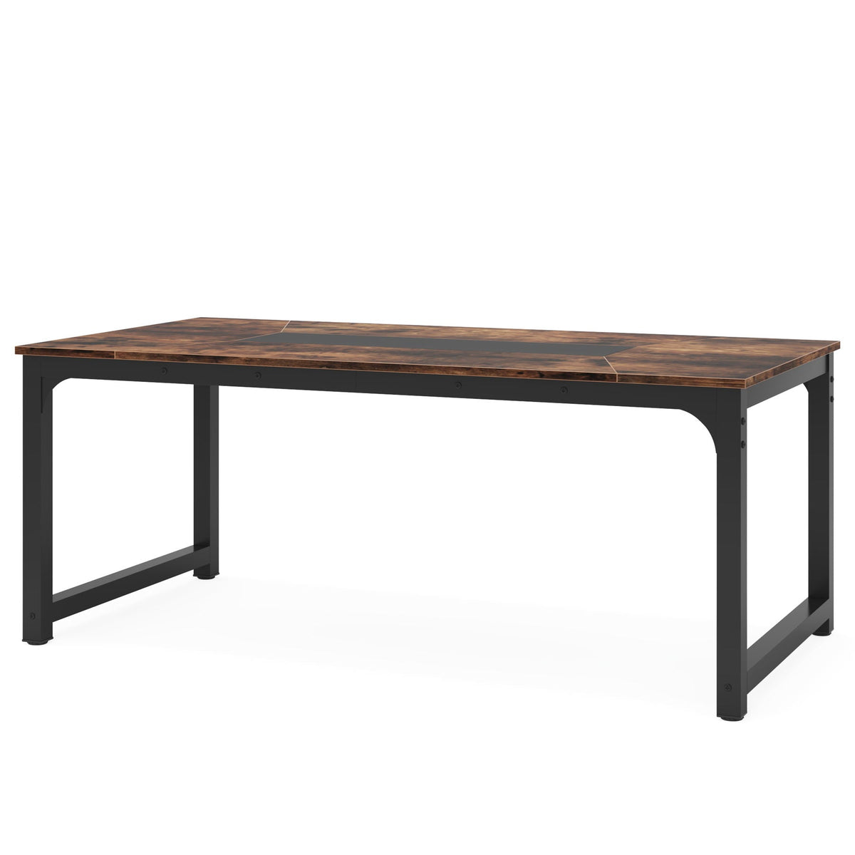 Rectangular dining table brown wood top, black metal legs by HouseOfZazla on Tampa Home & Garden Store