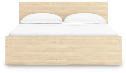 Onita Panel Platform Bed in light oak with white bedding by Unique Piece Furniture on Tampa Home & Garden Store