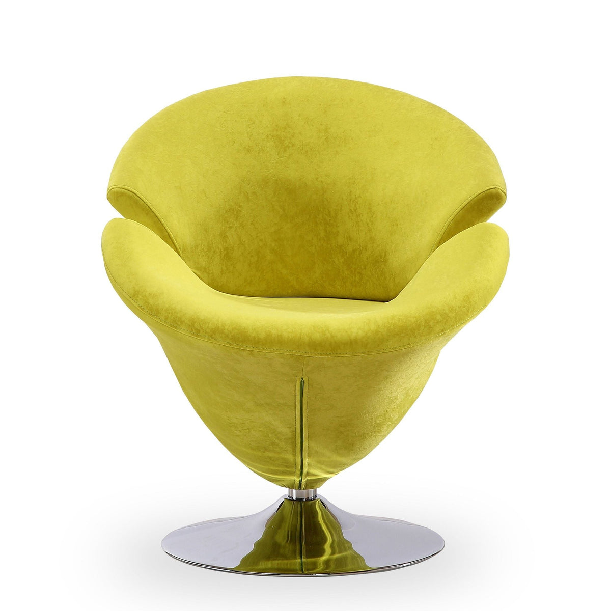 Tulip Swivel Lounge Chair Yellow by HouseOfZazla with 360° rotation and chrome pedestal base on Tampa Home & Garden Store