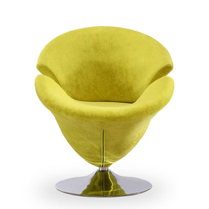 Tulip Swivel Lounge Chair Yellow by HouseOfZazla with 360° rotation and chrome pedestal base on Tampa Home & Garden Store