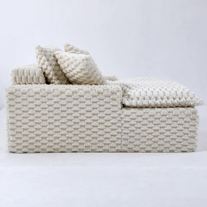 Harbor luxury sofa turtle fleece fabric swatches in ivory with chunky knit texture on Tampa Home & Garden Store