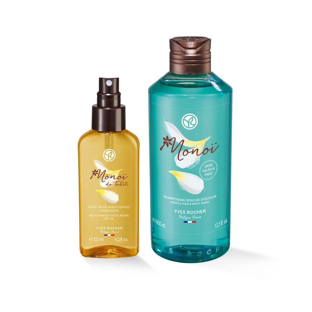 Monoi Body Care Set Hydrating Shampoo & Bronzing Oil, teal 400 ml + amber 125 ml 2-bottle on Tampa Home & Garden Store