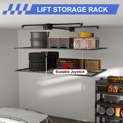 Overhead garage storage rack with crank system black by HouseOfZazla on Tampa Home & Garden Store